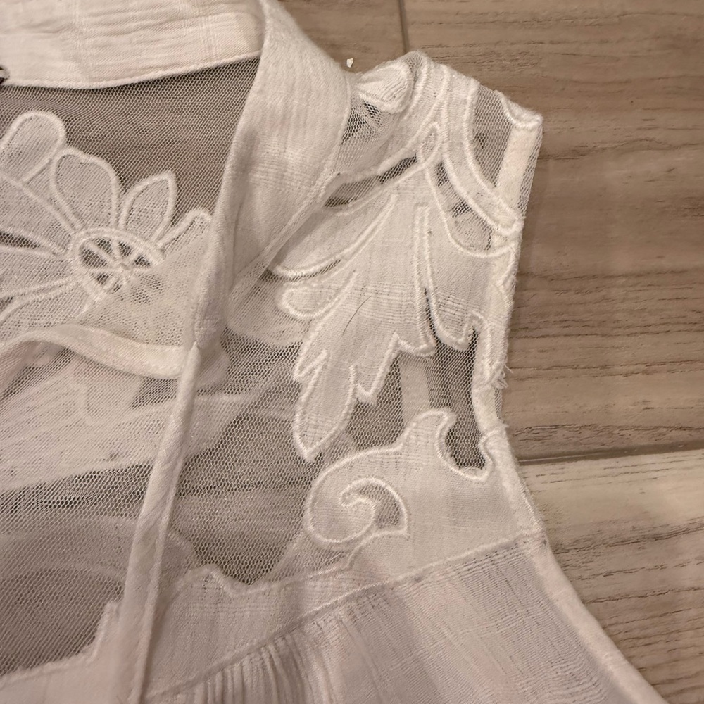 Free People White Sheer Embroidered Blouse - Picture 3 of 4
